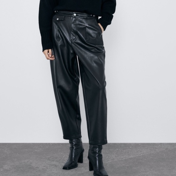 Zara Faux Leather Moto Pants - Picture 1 of 6